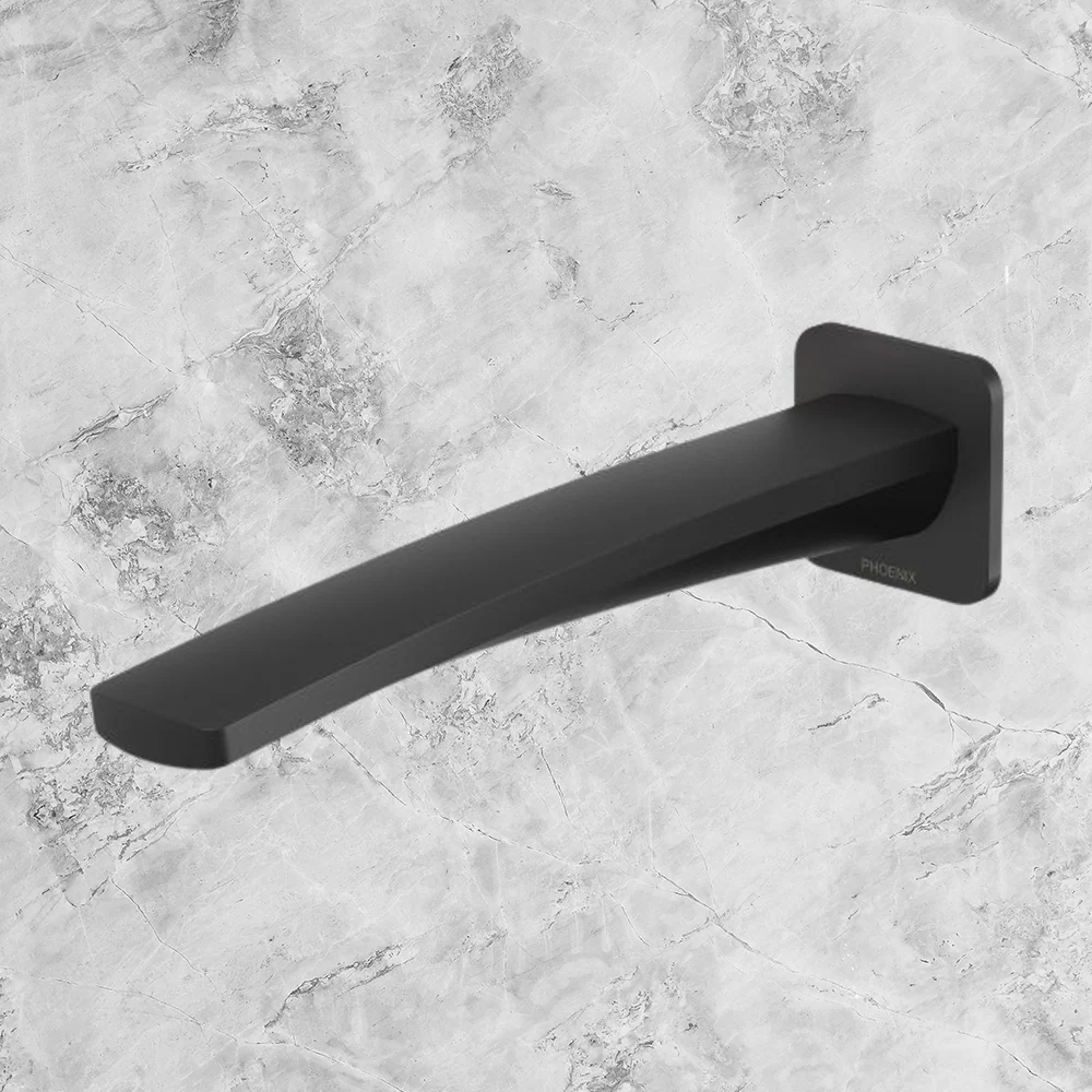 Phoenix Mekko Wall Bath Outlet 200mm Matte Black - Image 2