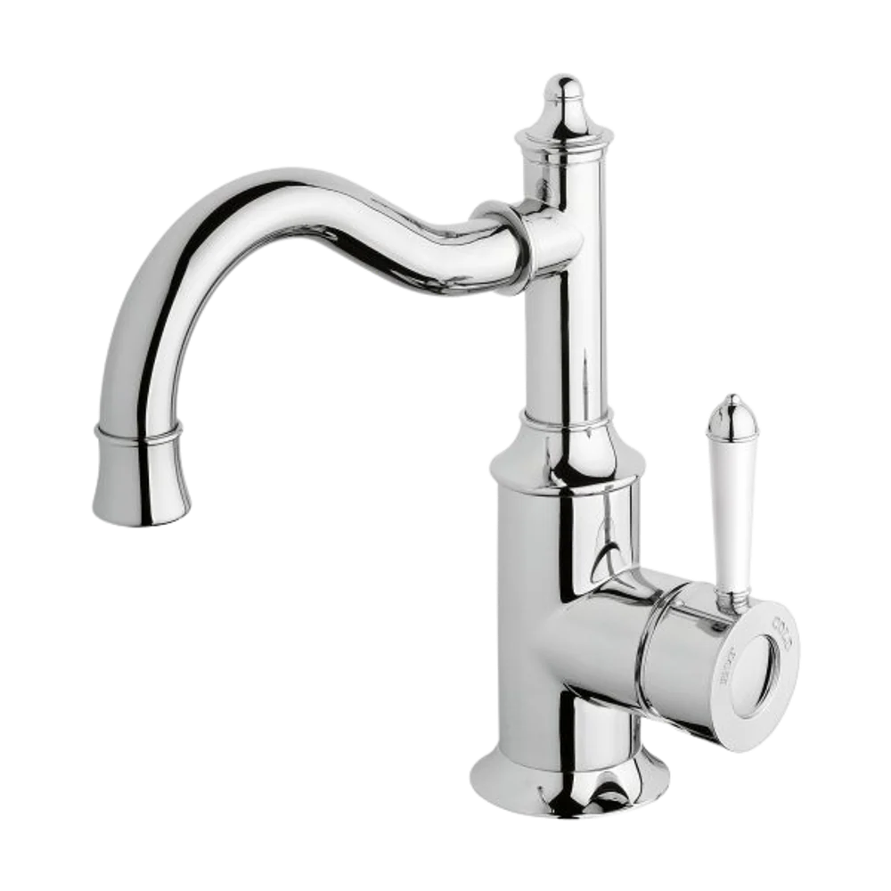 Phoenix Nostalgia Basin Mixer 160mm Shepherds Crook Chrome White - Image 3