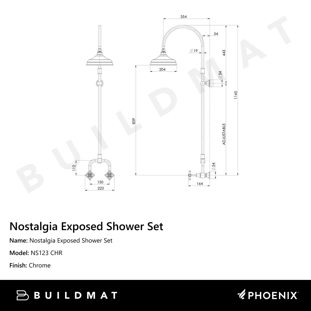 Phoenix Nostalgia Exposed Shower Set Chrome - Image 4