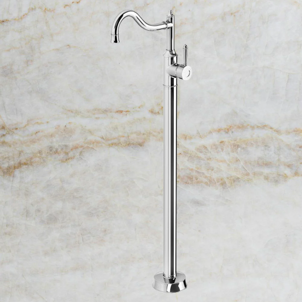 Phoenix Nostalgia Floor Mounted Bath Mixer Shepherds Crook Chrome - Image 2