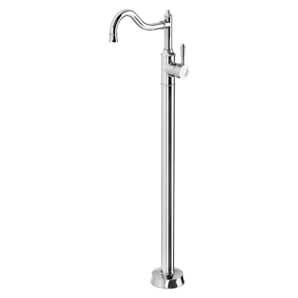 Phoenix Nostalgia Floor Mounted Bath Mixer Shepherds Crook Chrome - Image 3