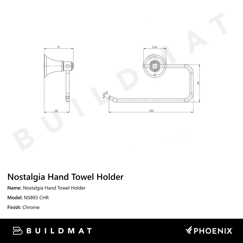 Phoenix Nostalgia Hand Towel Holder Chrome - Image 4