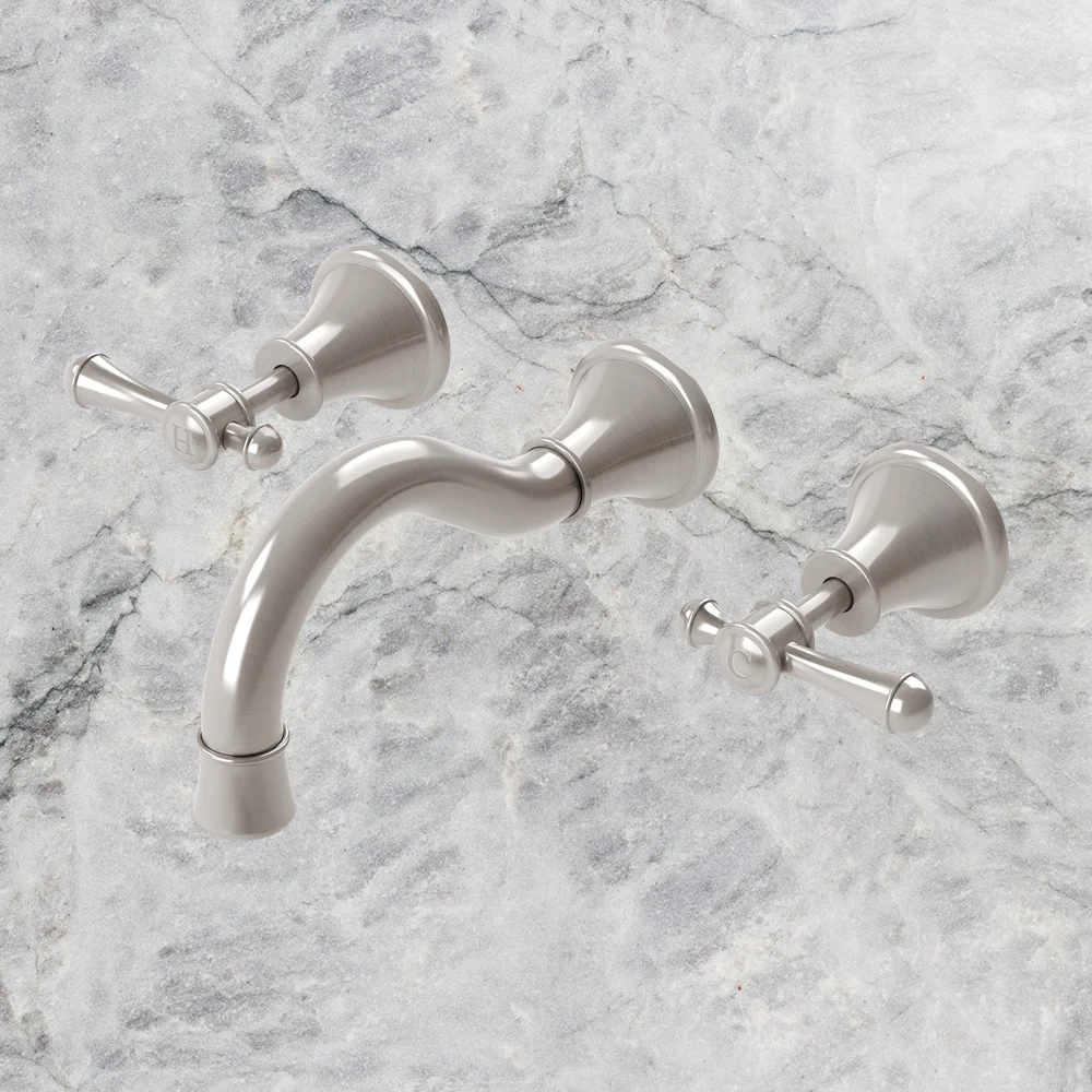 Phoenix Nostalgia Lever Basin / Bath Set 180mm Shepherds Crook Brushed Nickel - Image 2