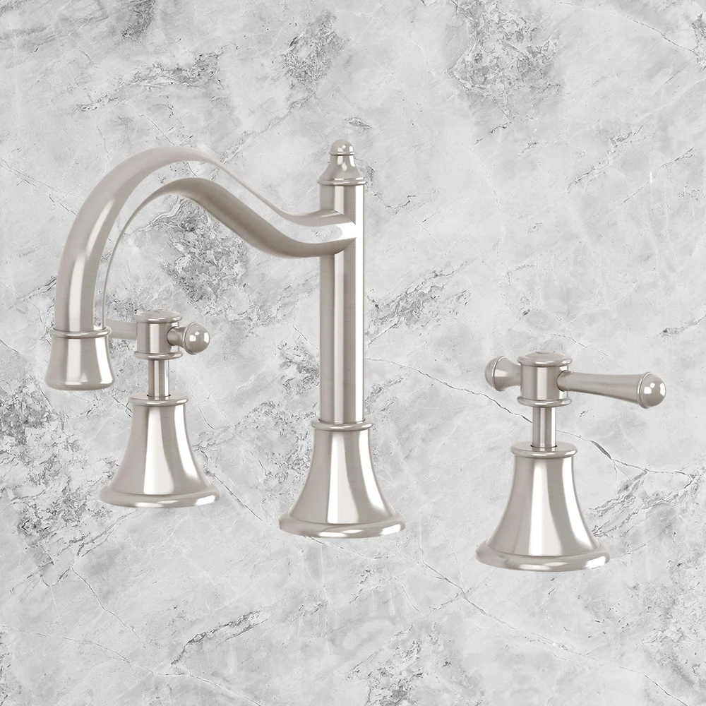 Phoenix Nostalgia Lever Basin Set Shepherds Crook Brushed Nickel - Image 2