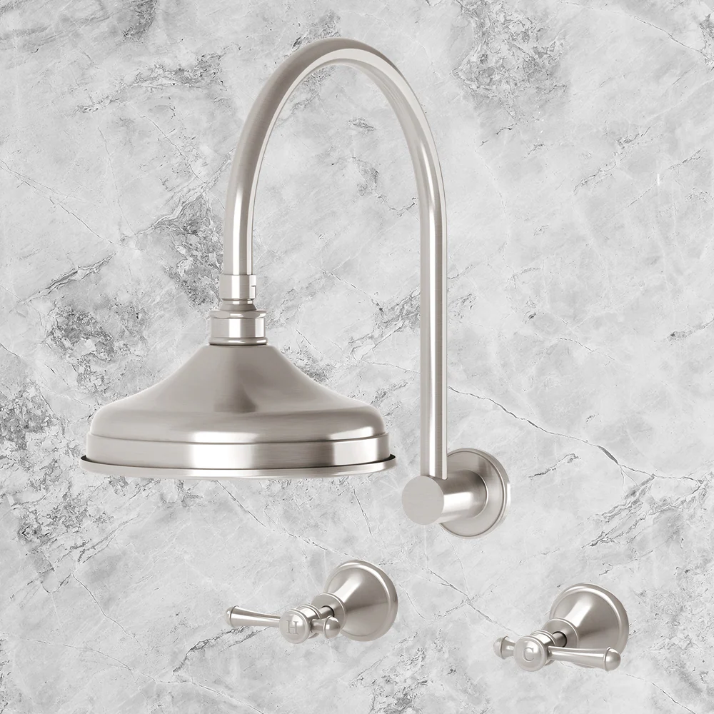 Phoenix Nostalgia Lever Shower Set Brushed Nickel - Image 2