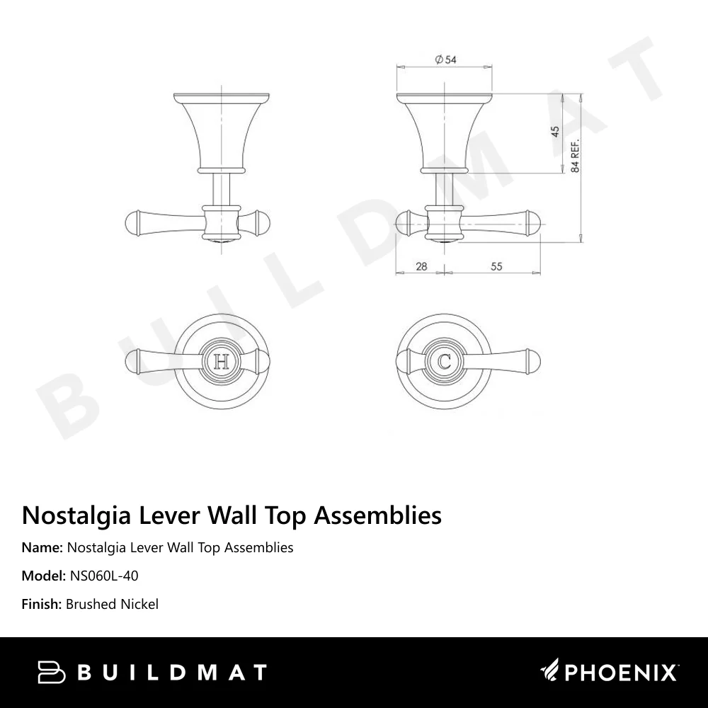 Phoenix Nostalgia Lever Wall Top Assemblies Brushed Nickel - Image 4