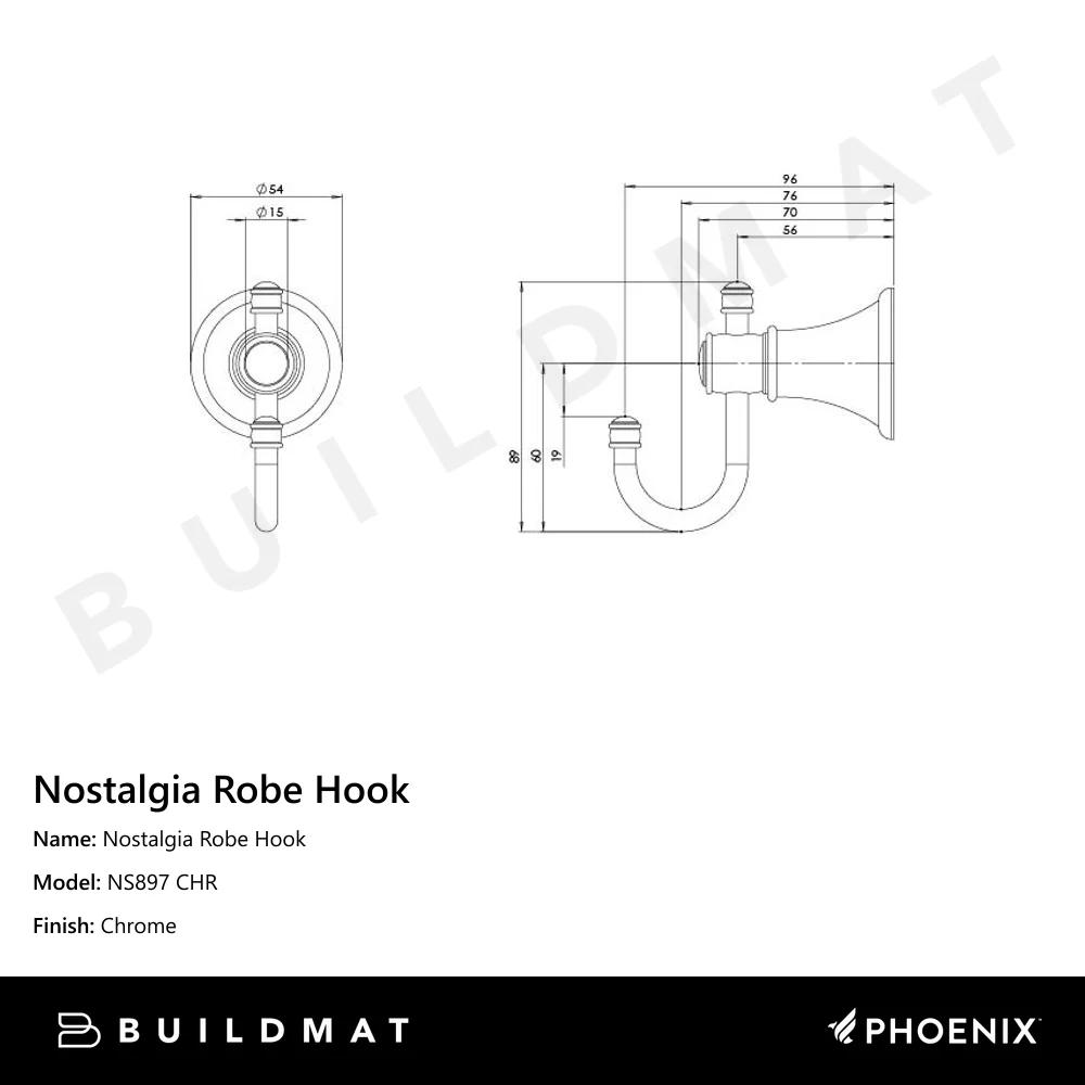 Phoenix Nostalgia Robe Hook Chrome - Image 4
