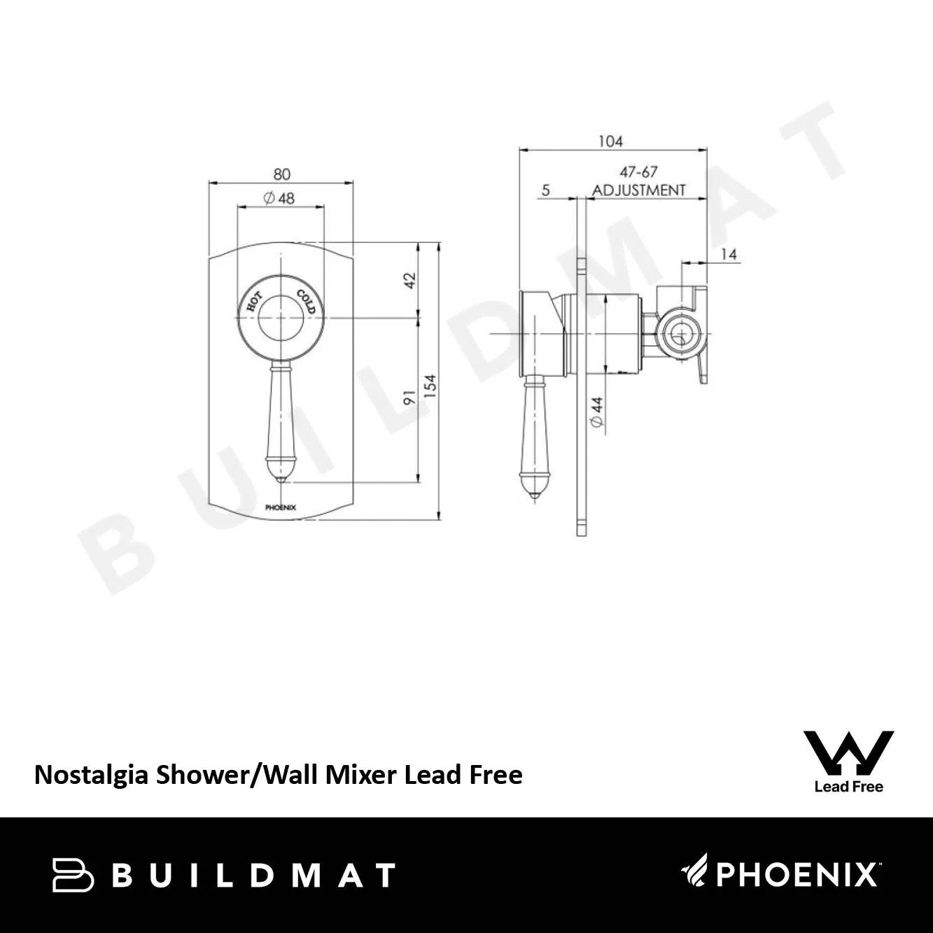 Phoenix Nostalgia Shower / Wall Mixer Chrome Lead Free - Image 4