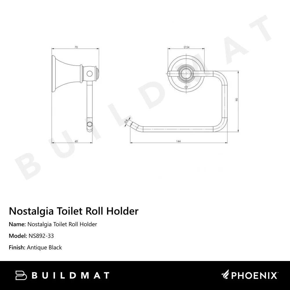 Phoenix Nostalgia Toilet Roll Holder Antique Black - Image 4
