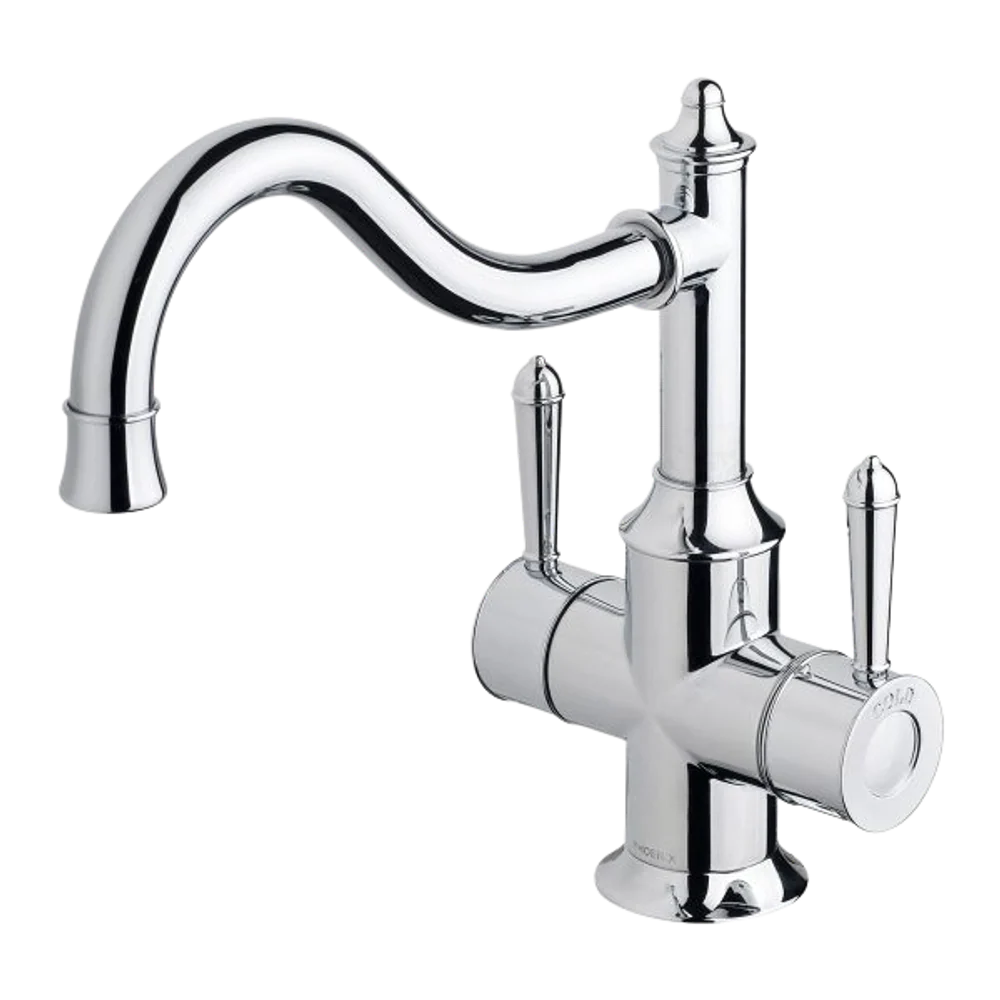 Phoenix Nostalgia Twin Handle Sink Mixer 230mm Shepherds Crook Chrome - Image 3