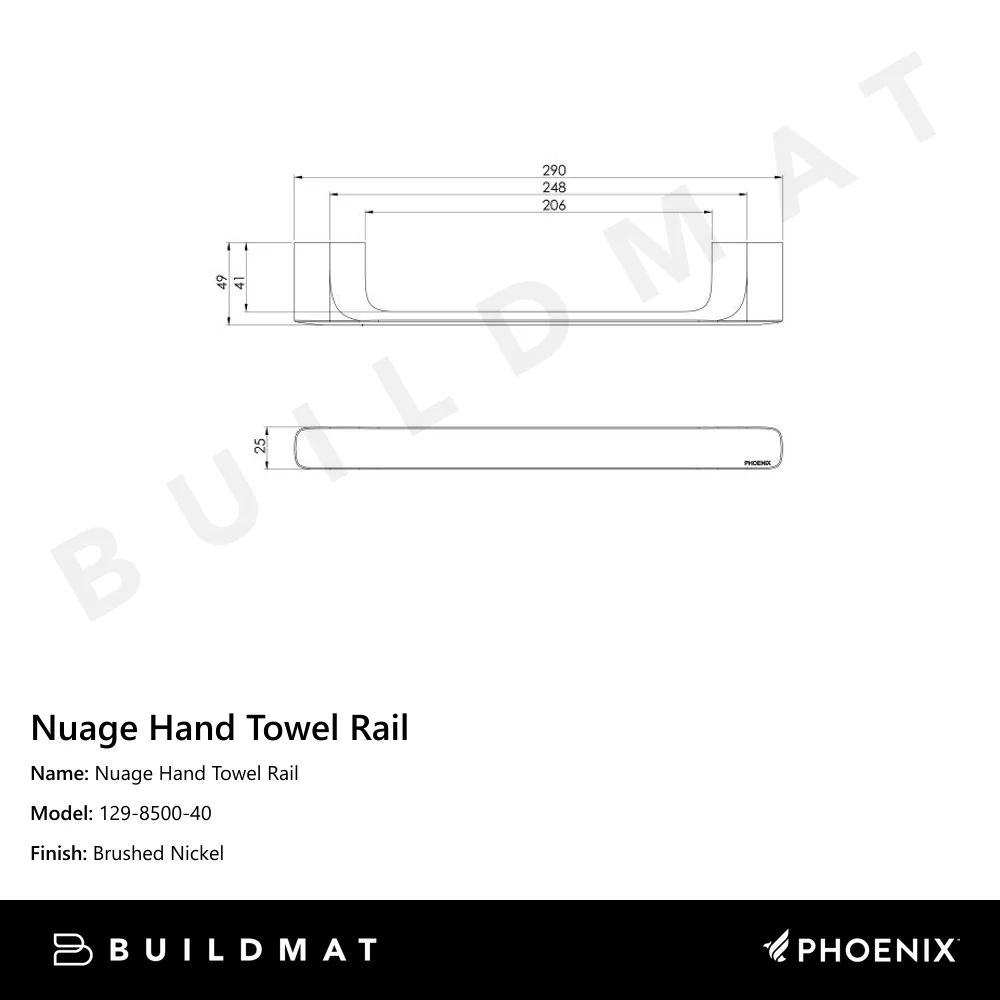 Phoenix Nuage Hand Towel Rail Brushed Nickel - Image 4