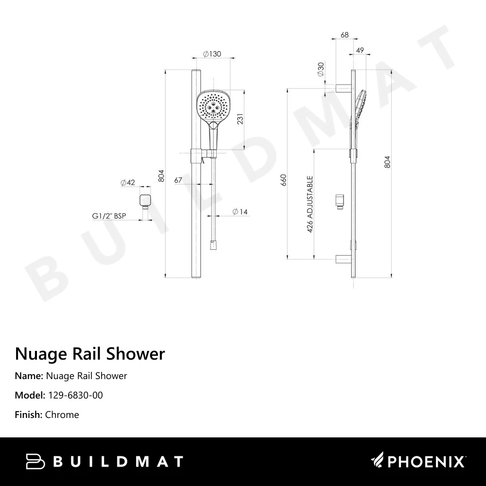Phoenix Nuage Rail Shower Chrome - Image 4