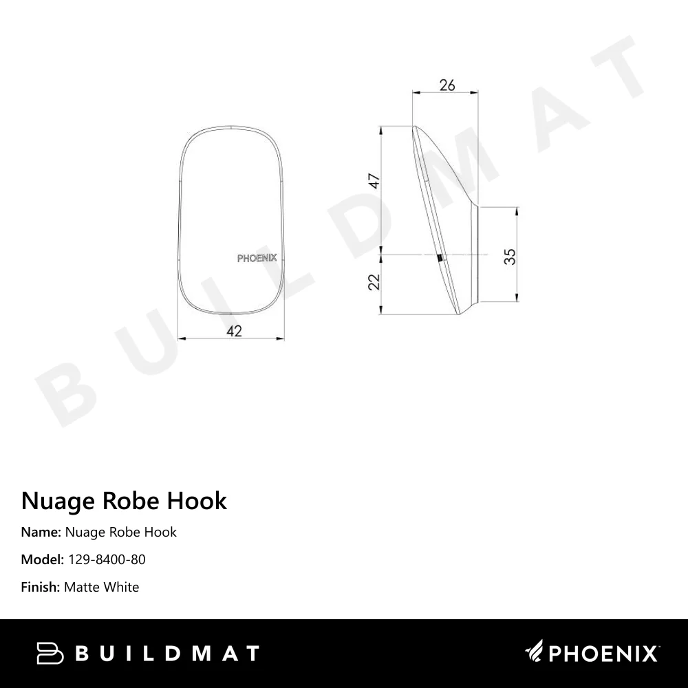 Phoenix Nuage Robe Hook Matte White - Image 4
