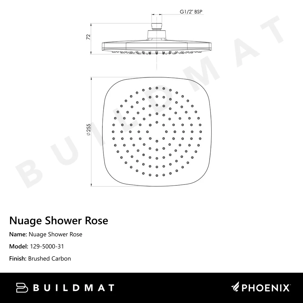 Phoenix Nuage Shower Rose  Brushed Carbon - Image 4