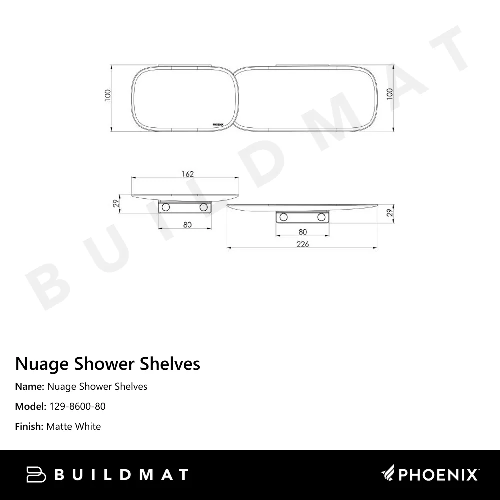 Phoenix Nuage Shower Shelves Matte White - Image 4