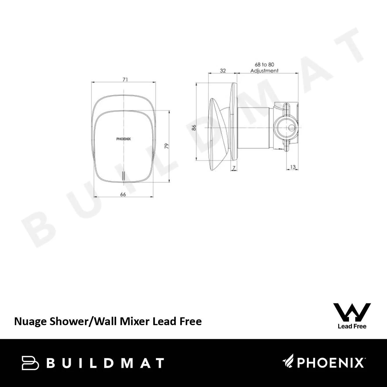 Phoenix Nuage Shower / Wall Mixer Brushed Carbon Lead Free - Image 4