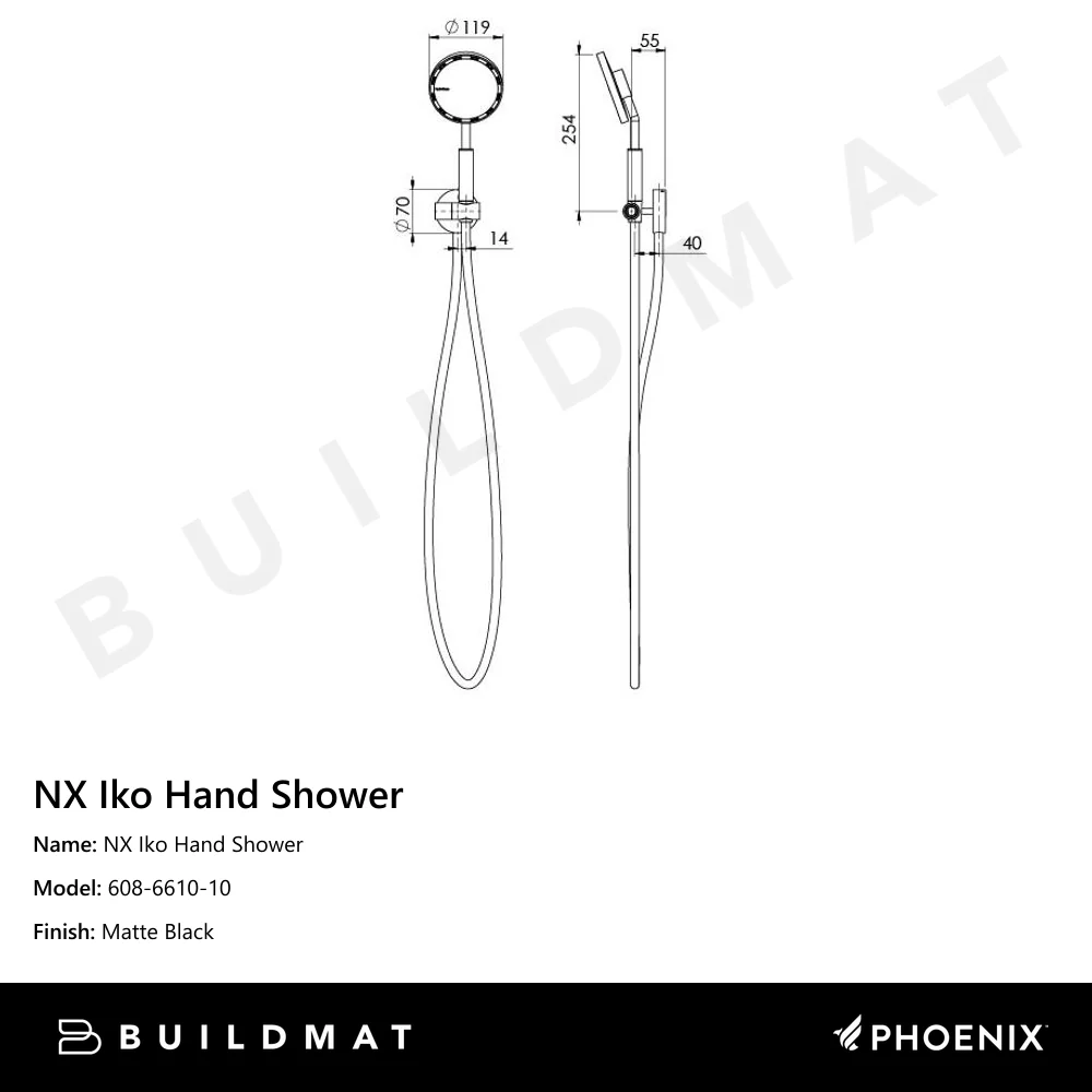 Phoenix NX Iko Hand Shower Matte Black - Image 4