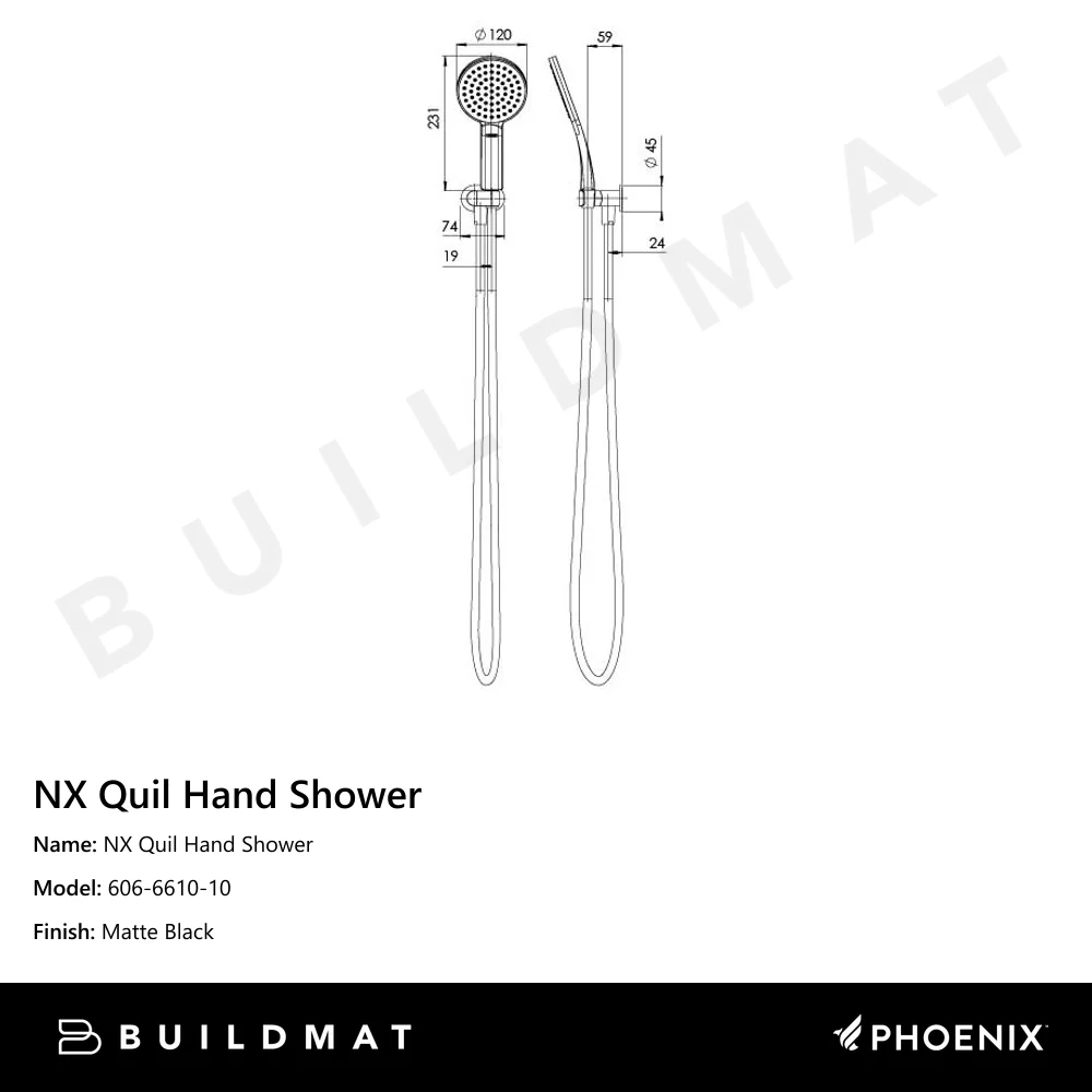 Phoenix NX Quil Hand Shower Matte Black - Image 4