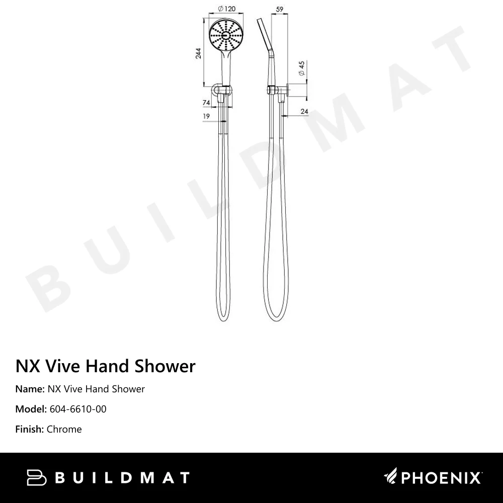 Phoenix NX Vive Hand Shower Chrome - Image 4