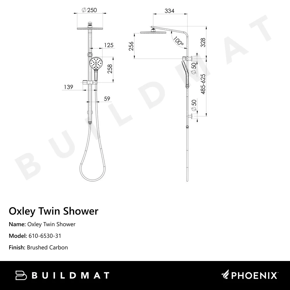 Phoenix Oxley Twin Shower Brushed Carbon - Image 4