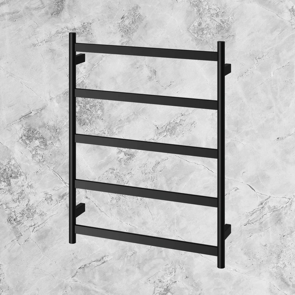 Phoenix Five Flat Bar Heated Towel Ladder 550mm x 740mm Matte Black - Image 2