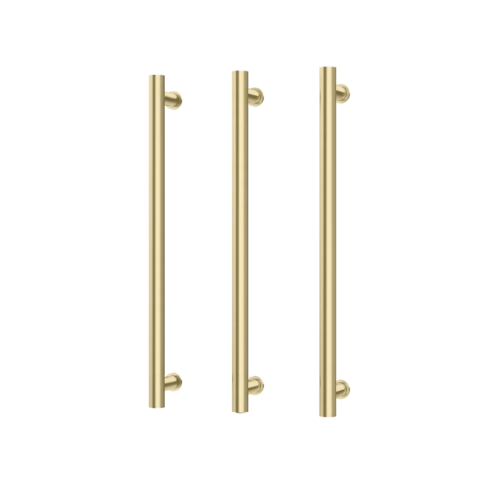 Phoenix Heated Triple Towel Rail Round 600mm Brushed Gold - Image 3