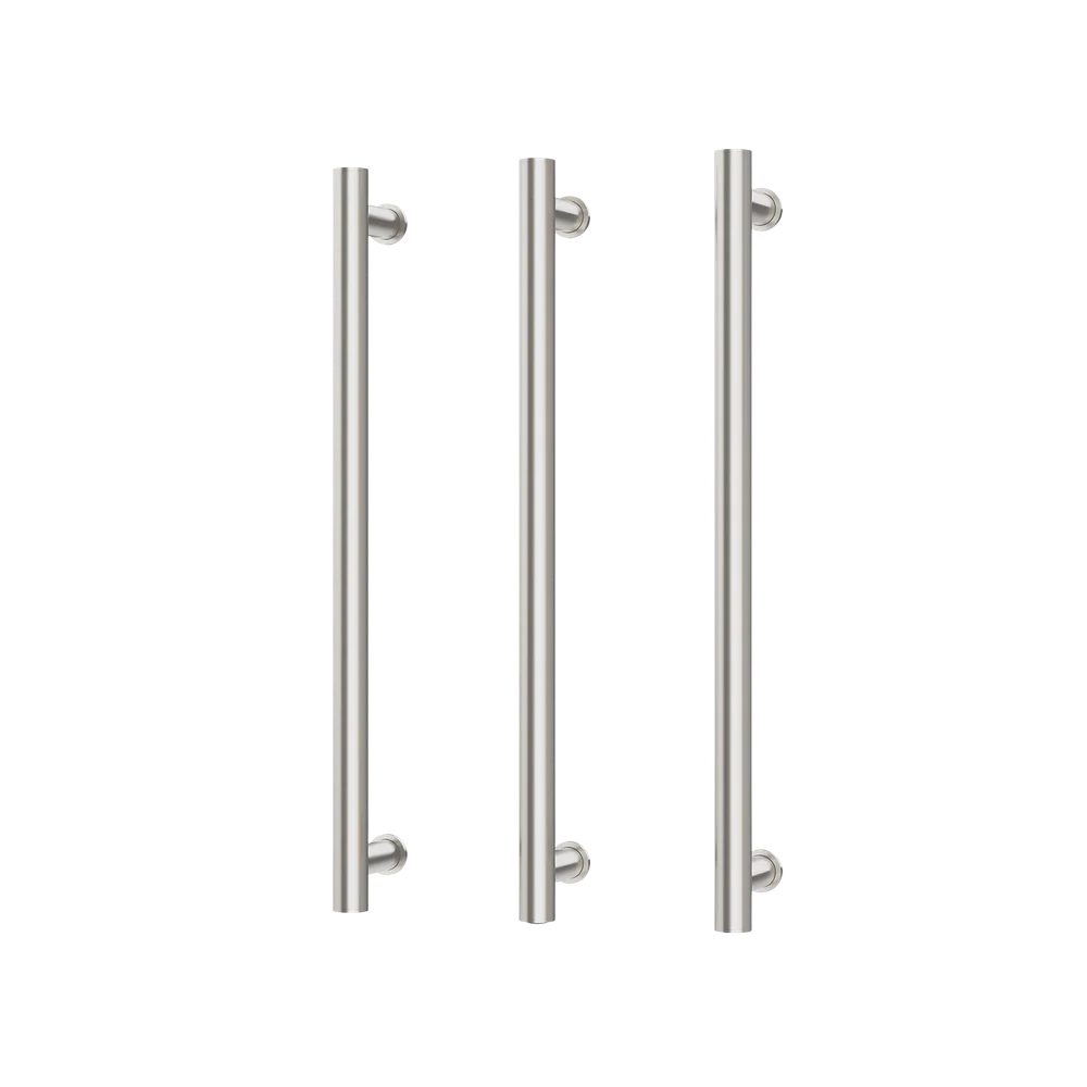 Phoenix Heated Triple Towel Rail Round 600mm Brushed Nickel