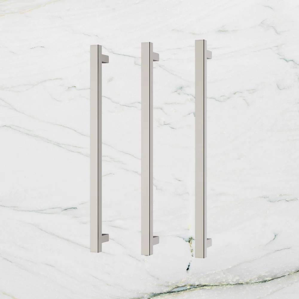 Phoenix Heated Triple Towel Rail Square 600mm Brushed Nickel - Image 2