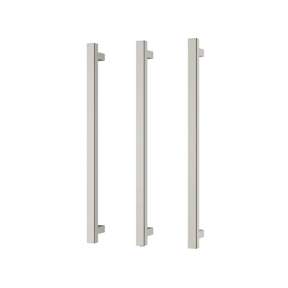 Phoenix Heated Triple Towel Rail Square 600mm Brushed Nickel - Image 3