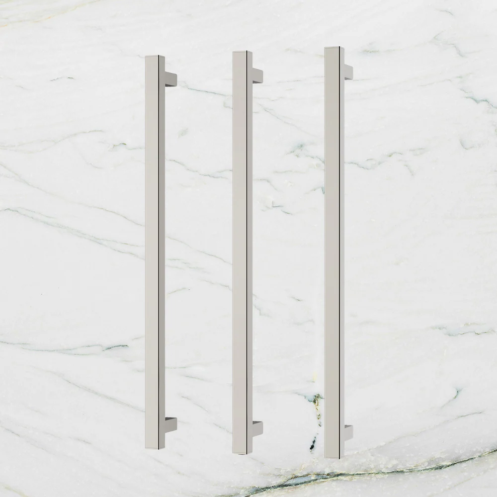 Phoenix Heated Triple Towel Rail Square 800mm Brushed Nickel - Image 2