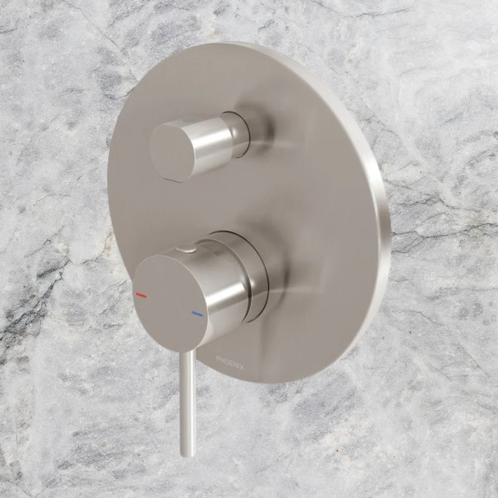 Phoenix Pina Shower / Bath Diverter Mixer (Trim Kit Only) Brushed Nickel - Image 2