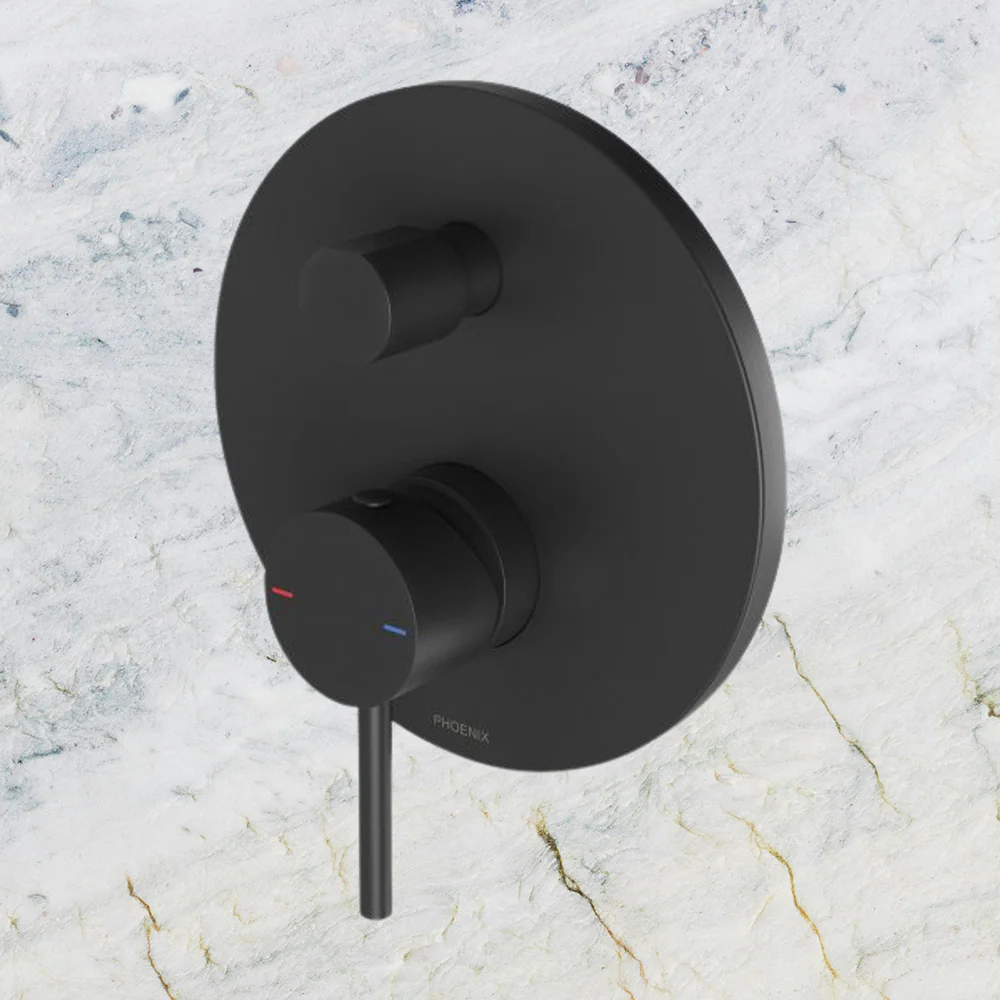 Phoenix Pina Shower / Bath Diverter Mixer (Trim Kit Only) Matte Black - Image 2
