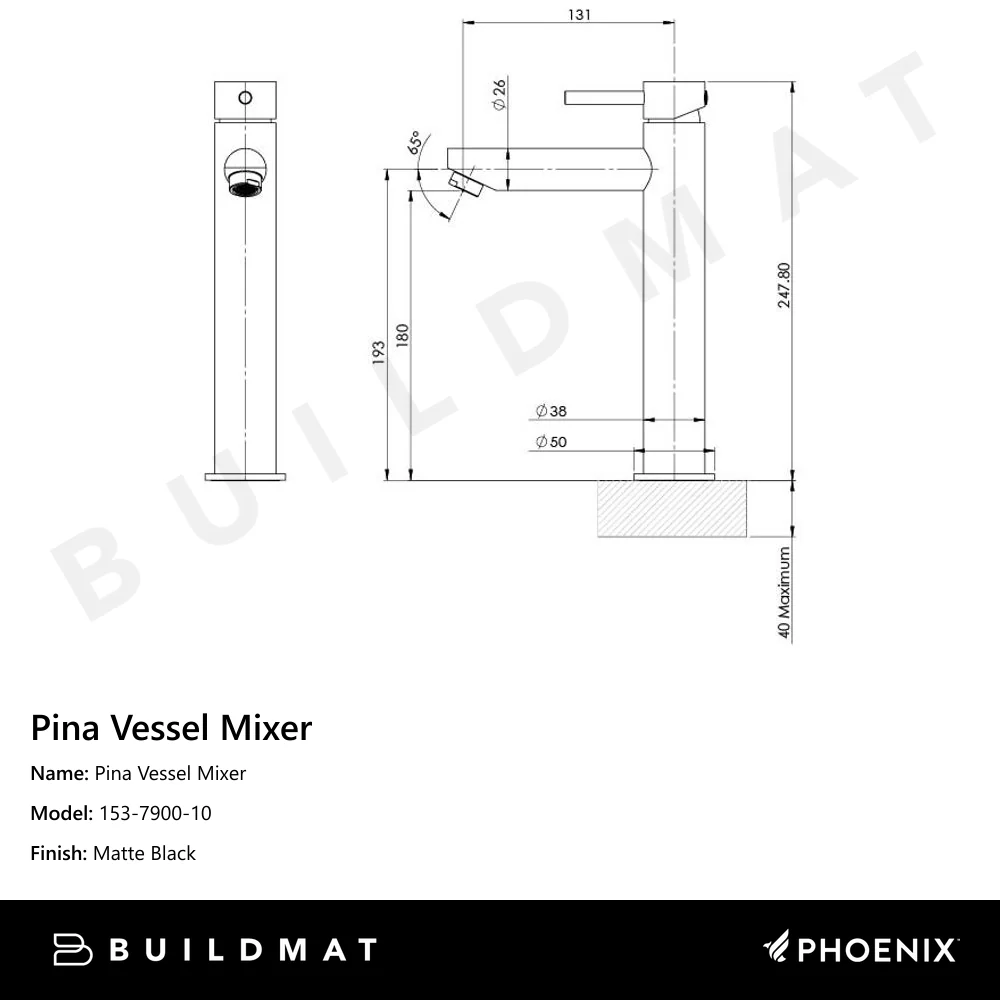 Phoenix Pina Vessel Mixer Matte Black - Image 4