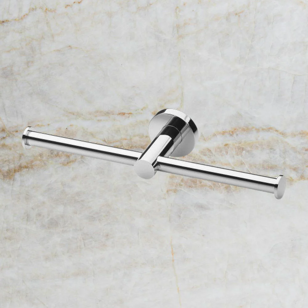Phoenix Radii Double Toilet Roll Holder Round Plate Chrome - Image 2