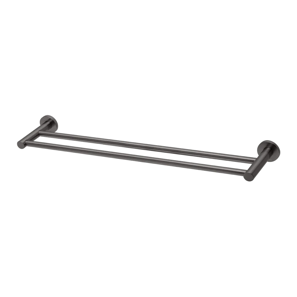Phoenix Radii Double Towel Rail 600mm Round Plate Brushed Carbon - Image 3