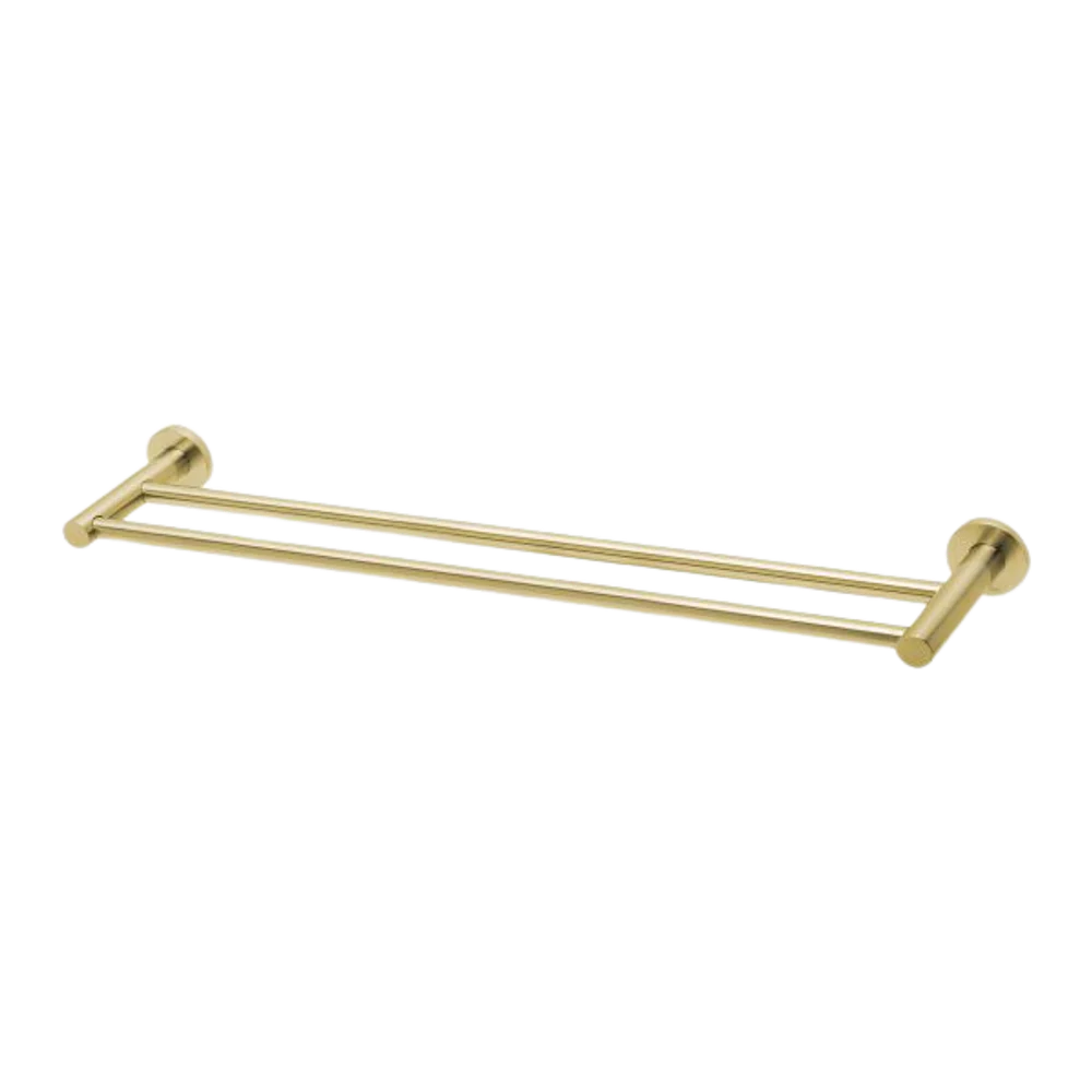 Phoenix Radii Double Towel Rail 600mm Round Plate Brushed Gold - Image 3
