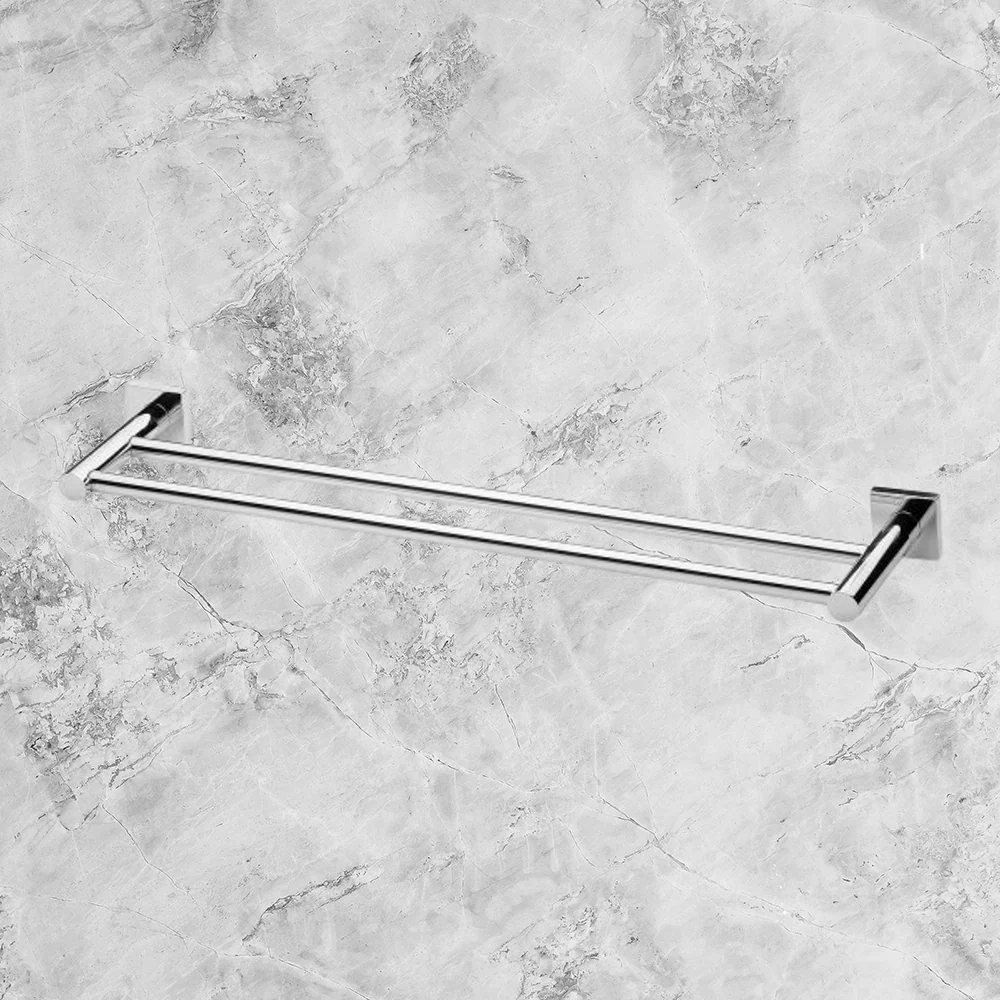 Phoenix Radii Double Towel Rail 600mm Square Plate Chrome - Image 2