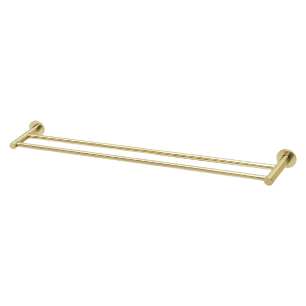 Phoenix Radii Double Towel Rail 800mm Round Plate Brushed Gold - Image 3