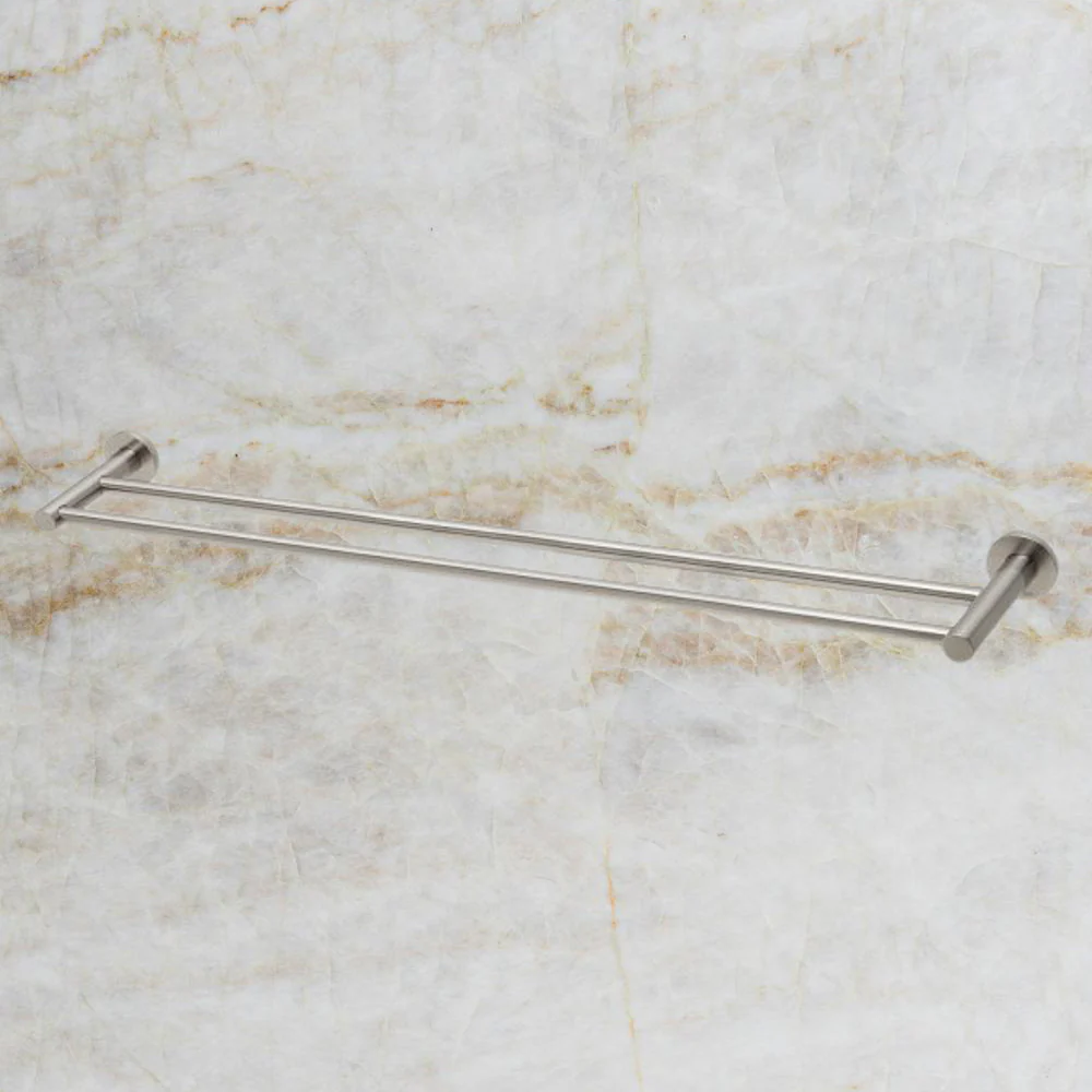 Phoenix Radii Double Towel Rail 800mm Round Plate Brushed Nickel - Image 2