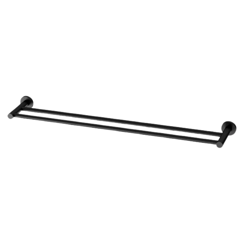 Phoenix Radii Double Towel Rail 800mm Round Plate Matte Black - Image 3