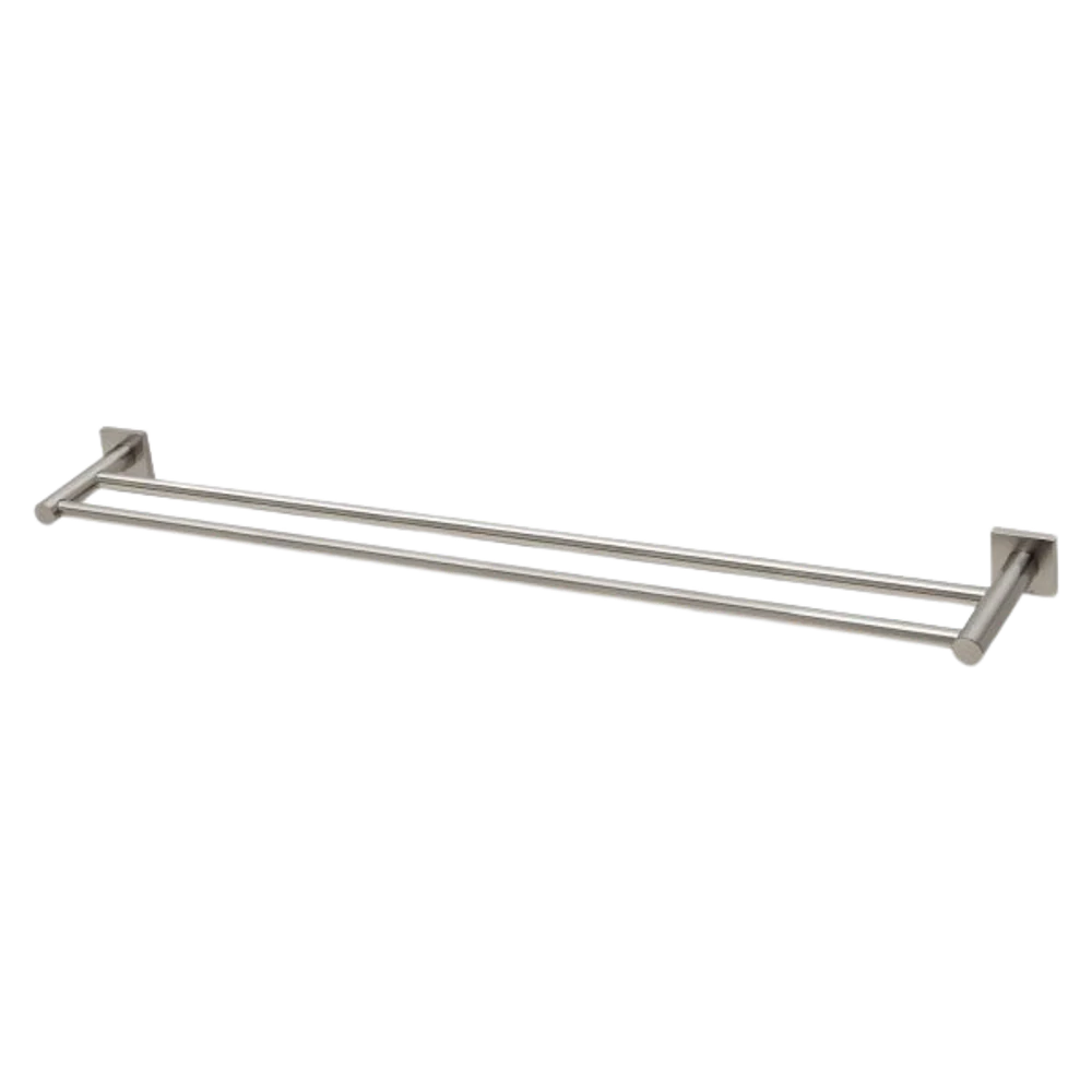 Phoenix Radii Double Towel Rail 800mm Square Plate Brushed Nickel - Image 3