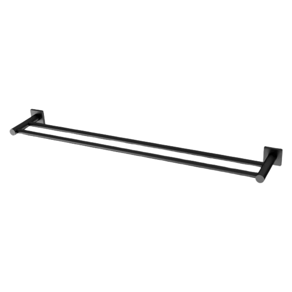 Phoenix Radii Double Towel Rail 800mm Square Plate Matte Black - Image 3