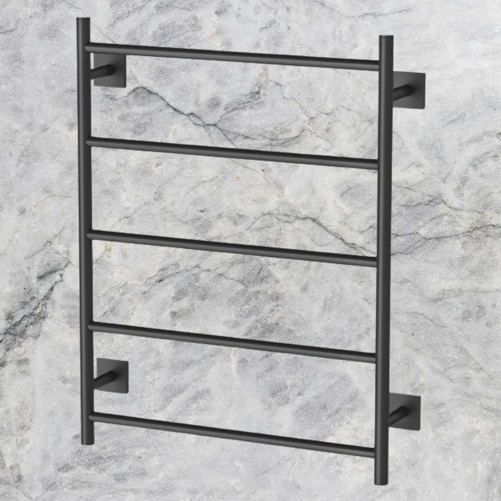 Phoenix Radii Heated Towel Ladder 550 x 740mm Square Plate Matte Black - Image 2