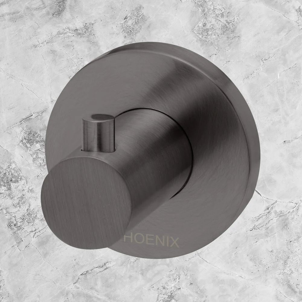 Phoenix Radii Robe Hook Round Plate Brushed Carbon - Image 2