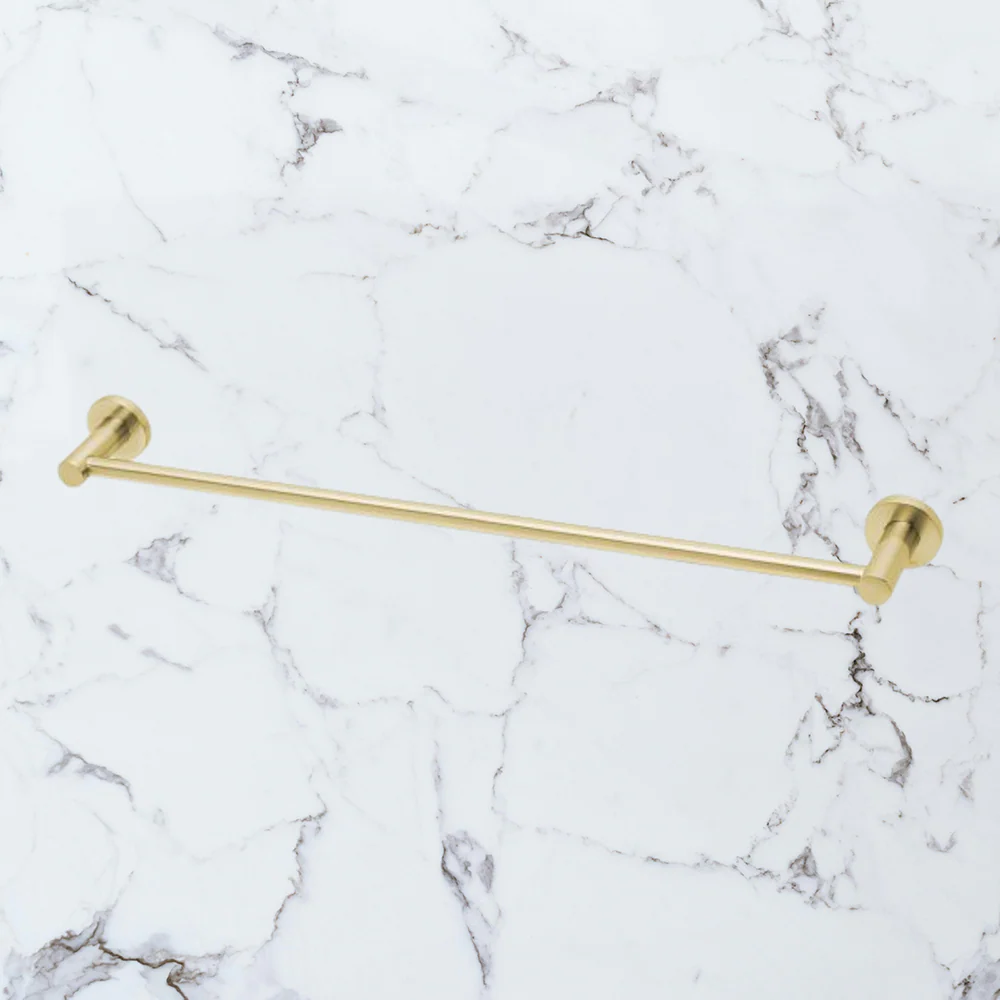 Phoenix Radii Single Towel Rail 600mm Round Plate Brushed Gold - Image 2