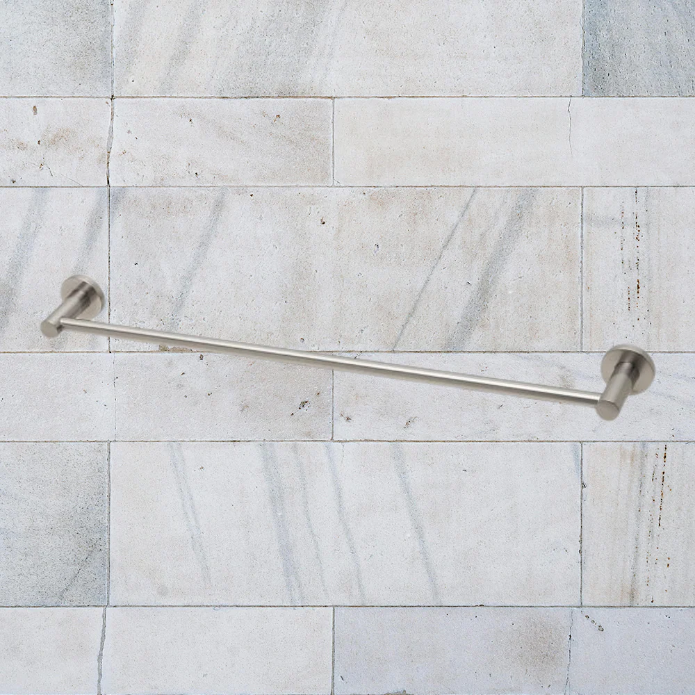 Phoenix Radii Single Towel Rail 600mm Round Plate Brushed Nickel - Image 2
