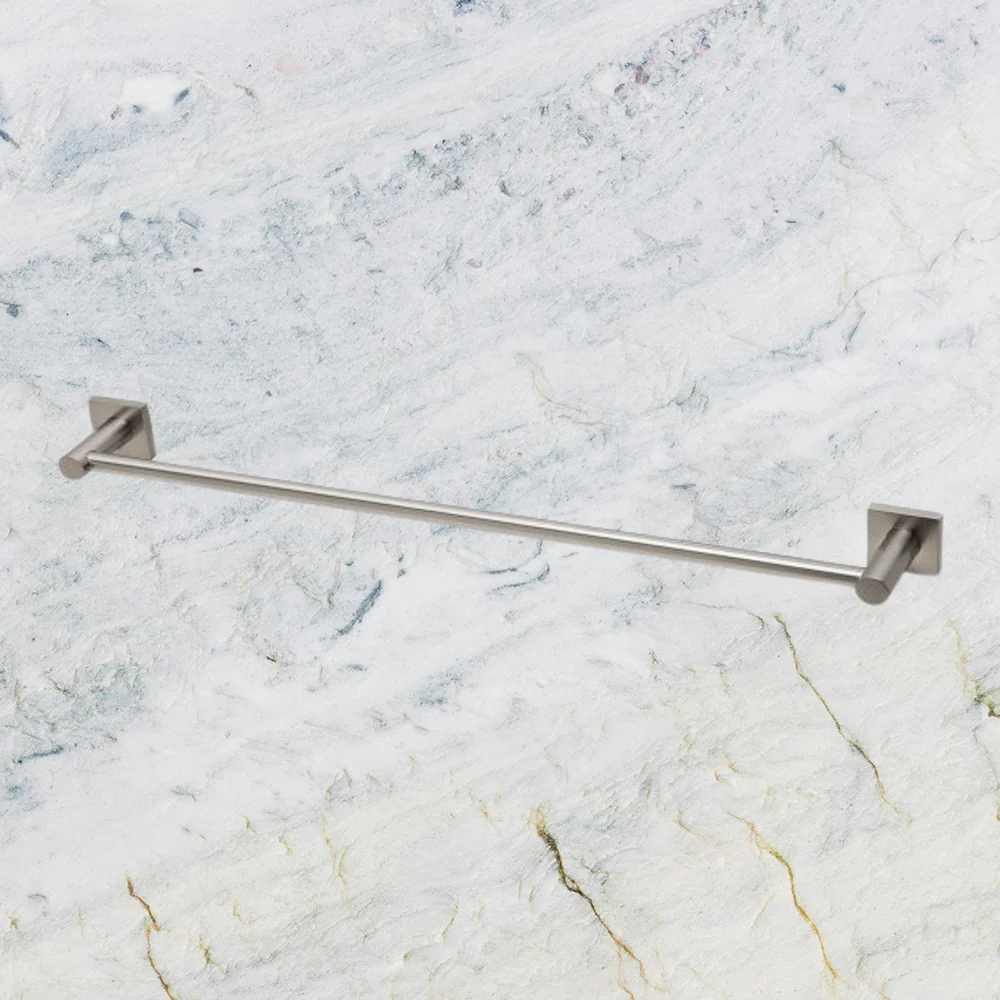 Phoenix Radii Single Towel Rail 600mm Square Plate Brushed Nickel - Image 2