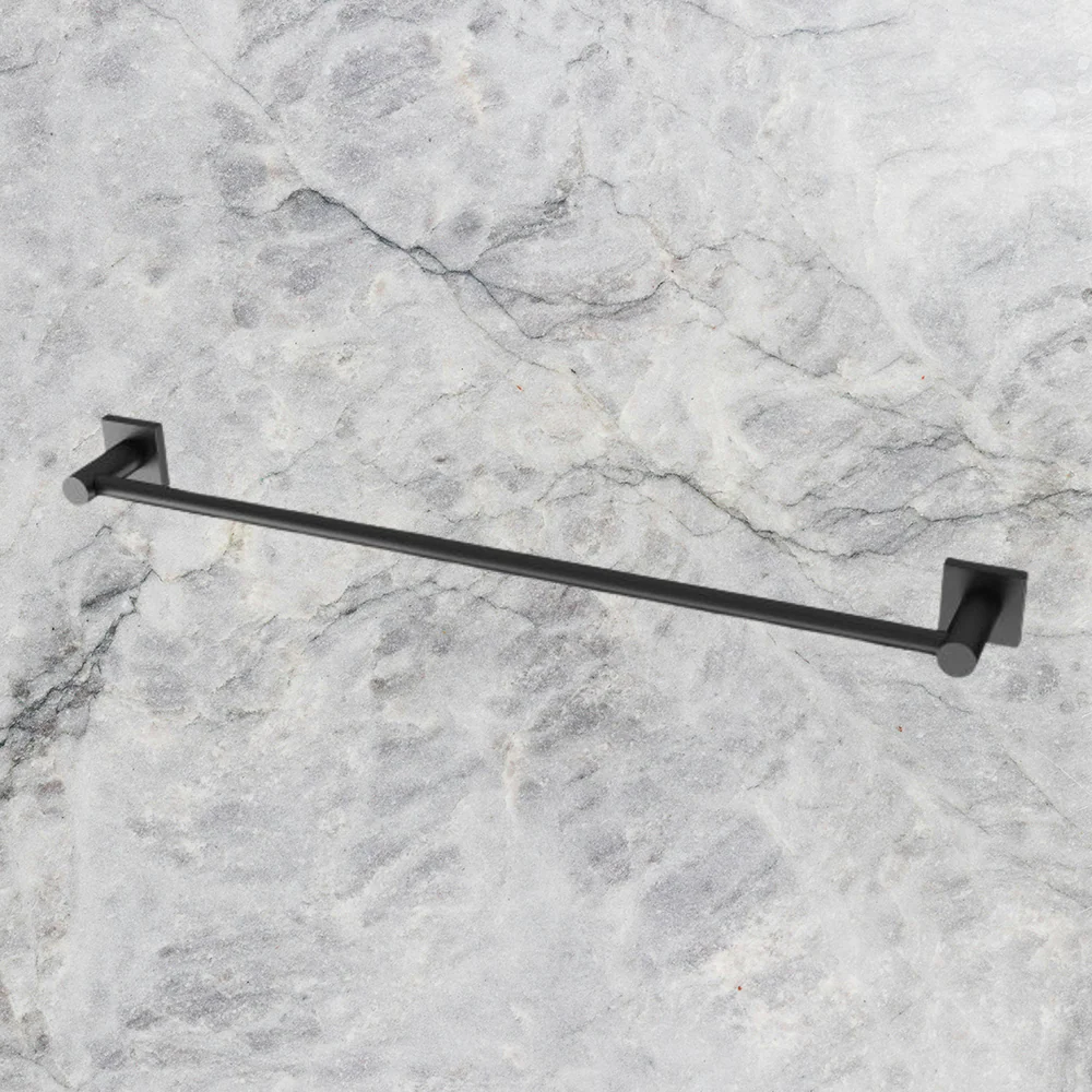 Phoenix Radii Single Towel Rail 600mm Square Plate Matte Black - Image 2