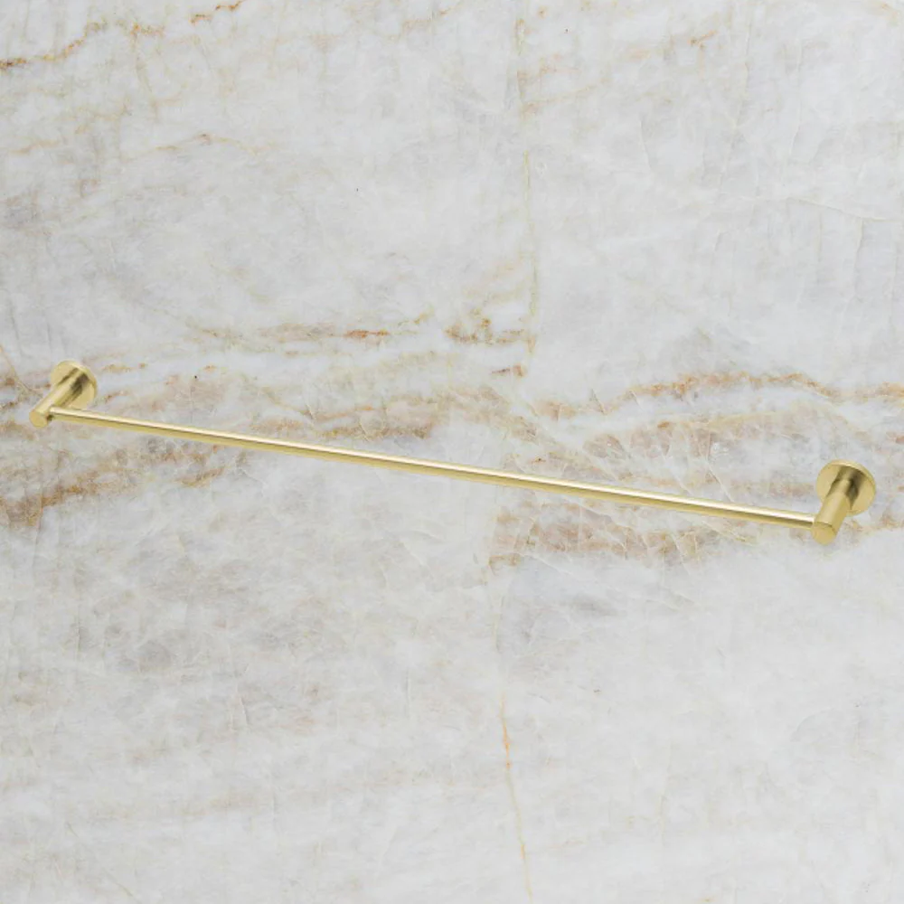 Phoenix Radii Single Towel Rail 800mm Round Plate Brushed Gold - Image 2