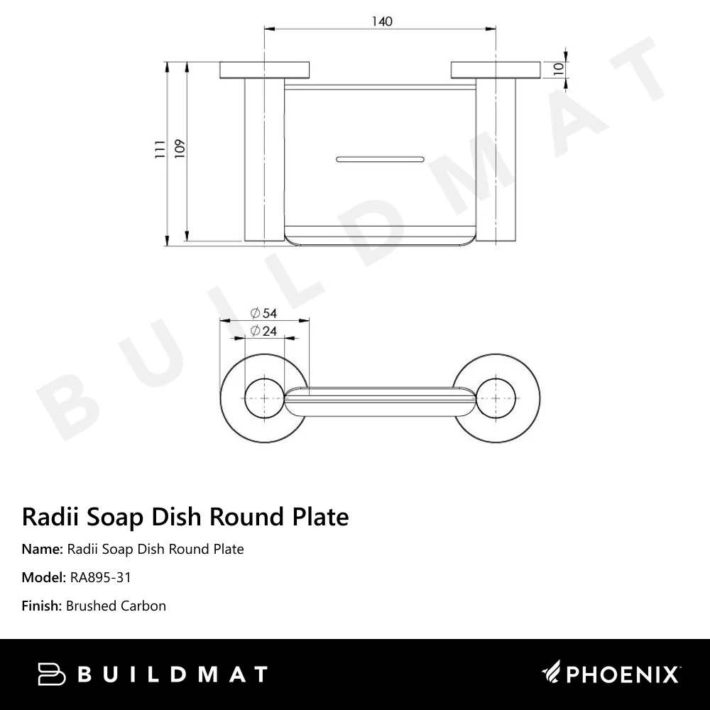 Phoenix Radii Soap Dish Round Plate Brushed Carbon - Image 4